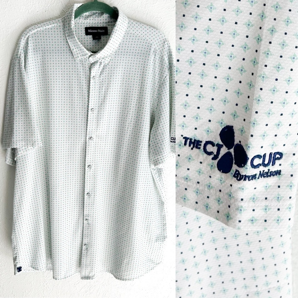 Mizzen+Main Halyard Short Sleeve Button-Down Shirt XXL The CJ Cup Byron Nelson